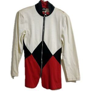 Stylish Women's Bomber Jacket‎ in Red, Black, and White